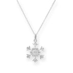 Large Sterling Silver & CZ Crystal Snowflake 18 Inch Necklace