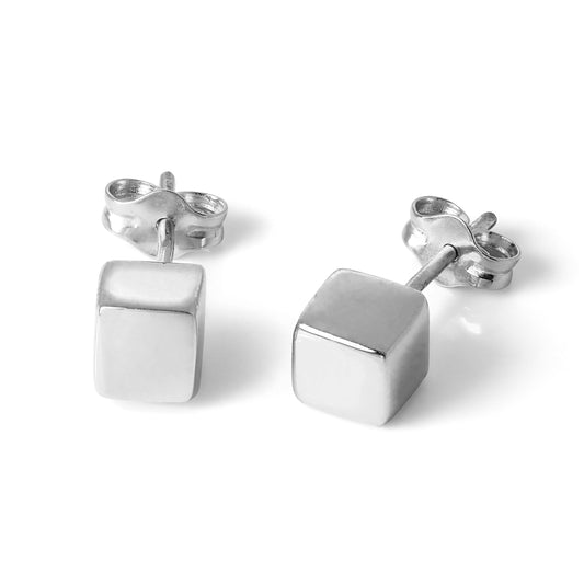 Sterling Silver 5mm Cube Stud Earrings