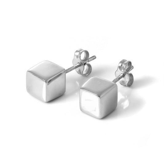 Sterling Silver 6mm Cube Stud Earrings