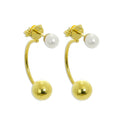 Gold Plated Sterling Silver Pearl Half Hoop & Ball Stud Earrings