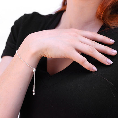 Sterling Silver 10 Inch Bead Chain & Box Chain Adjustable Bracelet