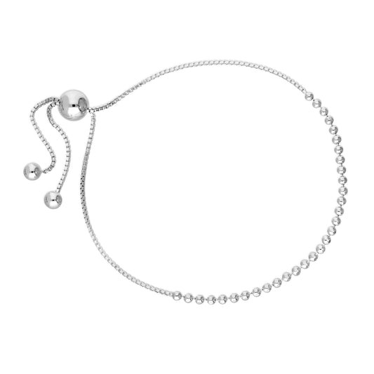 Sterling Silver 10 Inch Bead Chain & Box Chain Adjustable Bracelet
