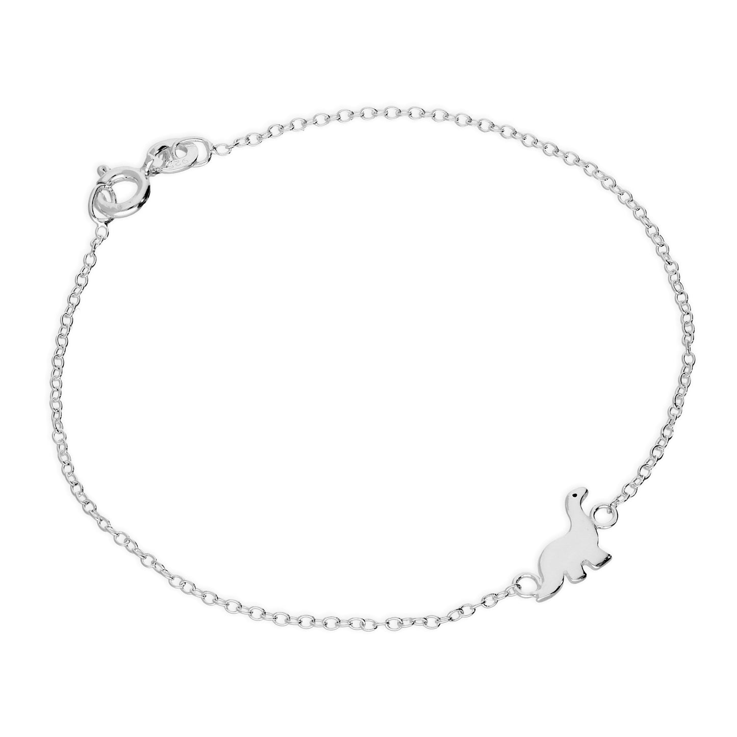 Sterling Silver Belcher Bracelet with Dinosaur Charm