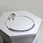 Sterling Silver Box Chain & Large Bead Chain Adjustable Bracelet