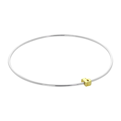 Light Sterling Silver Stacking Bangle with Letter Beads A - Z