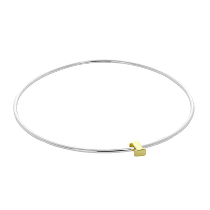 Light Sterling Silver Stacking Bangle with Letter Beads A - Z