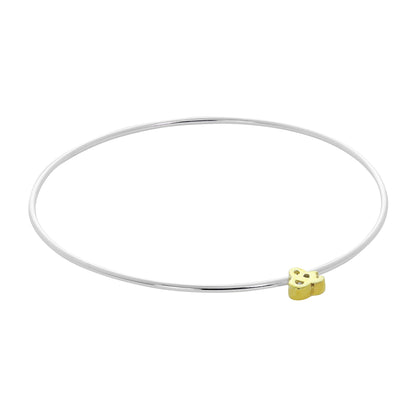 Light Sterling Silver Stacking Bangle with Letter Beads A - Z