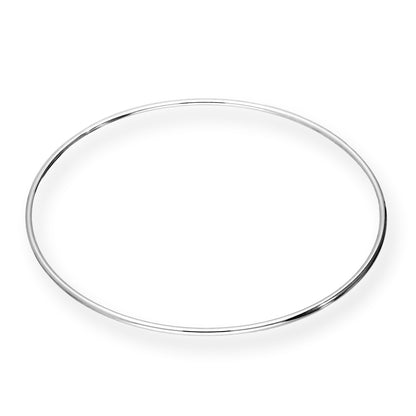 Sterling Silver 2mm Round Bangle 68mm