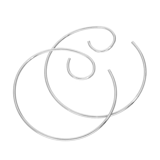 Sterling Silver Pull Through Bar Swirl Earrings