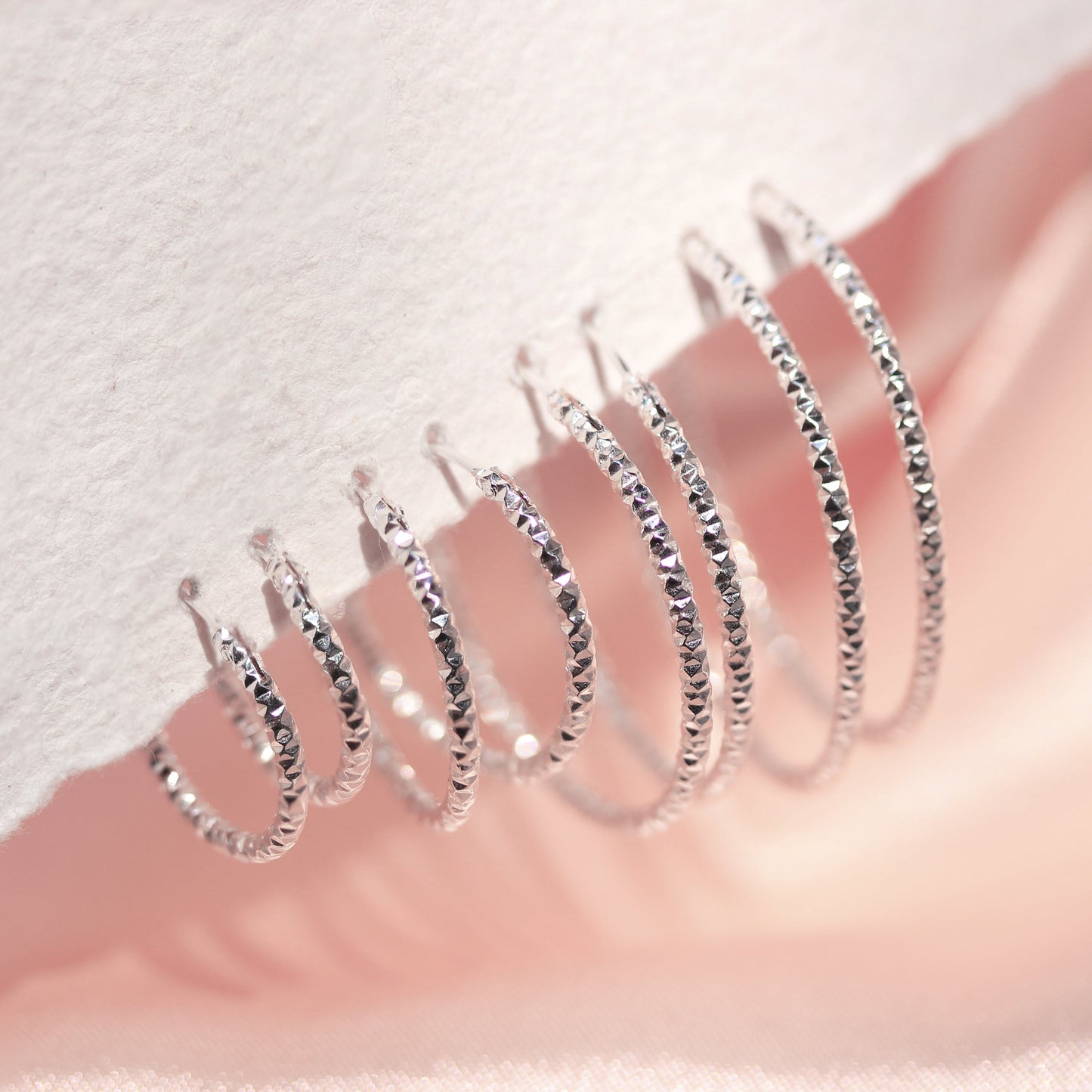 Sterling Silver Diamond Cut Hoop Earrings 15mm 18mm 25mm 28mm