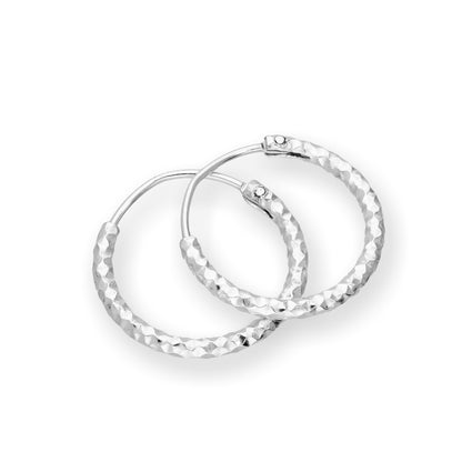 Sterling Silver Diamond Cut Hoop Earrings 15mm 18mm 25mm 28mm
