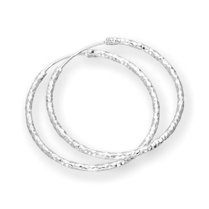 Sterling Silver Diamond Cut Hoop Earrings 15mm 18mm 25mm 28mm