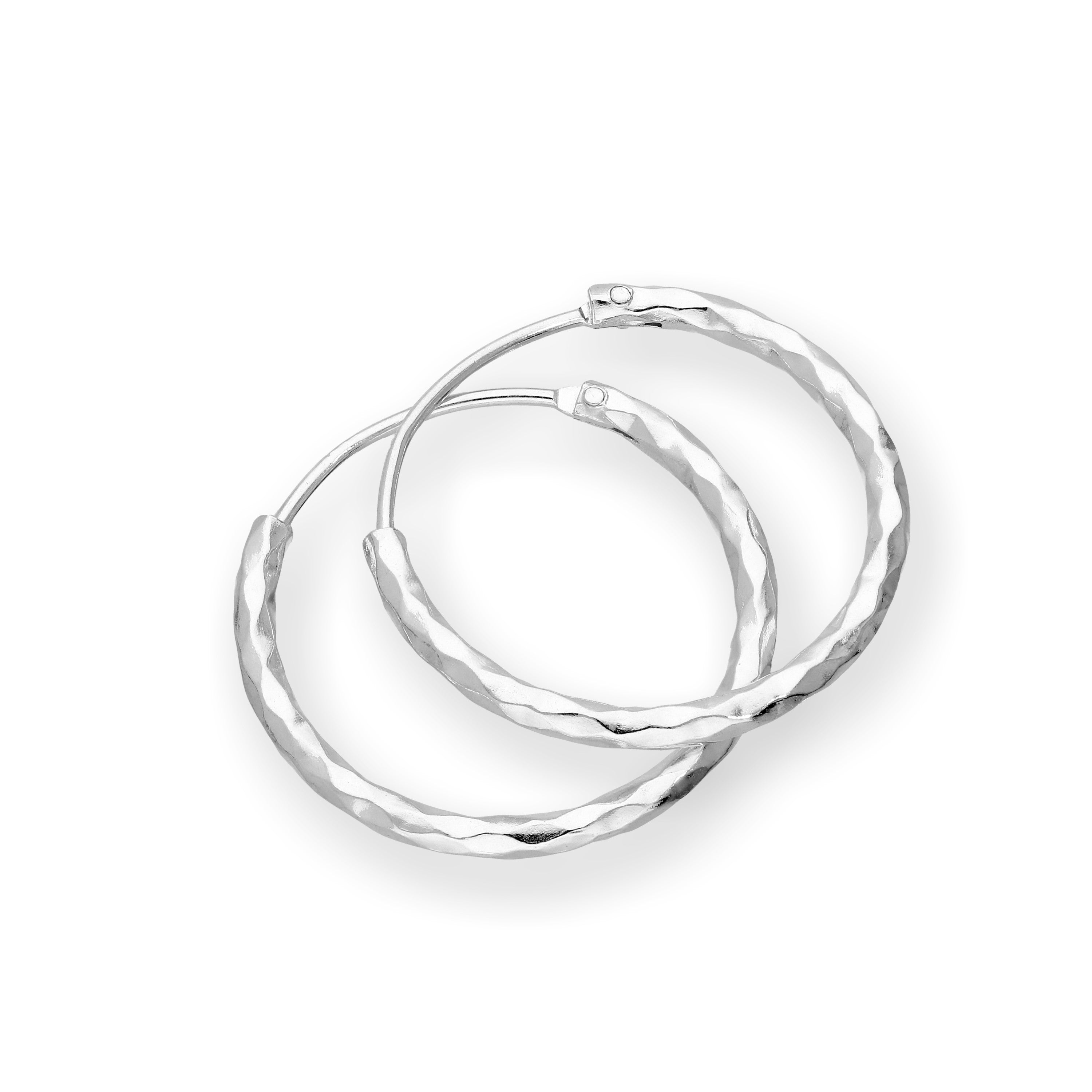 Sterling Silver Diamond Cut Hoop Earrings 18mm 24mm 28mm