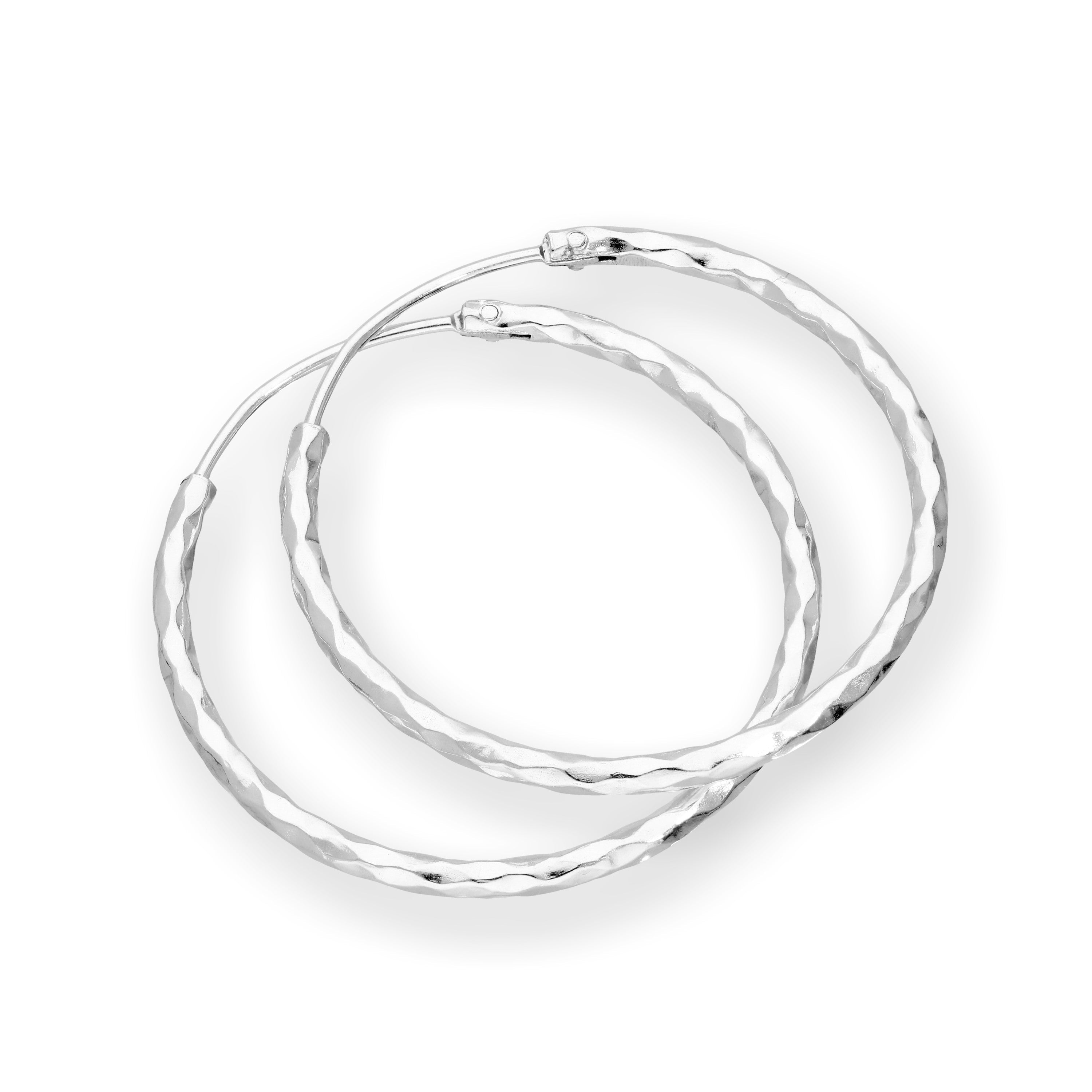 Sterling Silver Diamond Cut Hoop Earrings 18mm 24mm 28mm