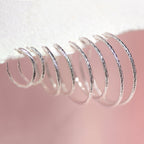 Sterling Silver Diamond Cut Hoop Earrings 15mm 18mm 24mm 28mm