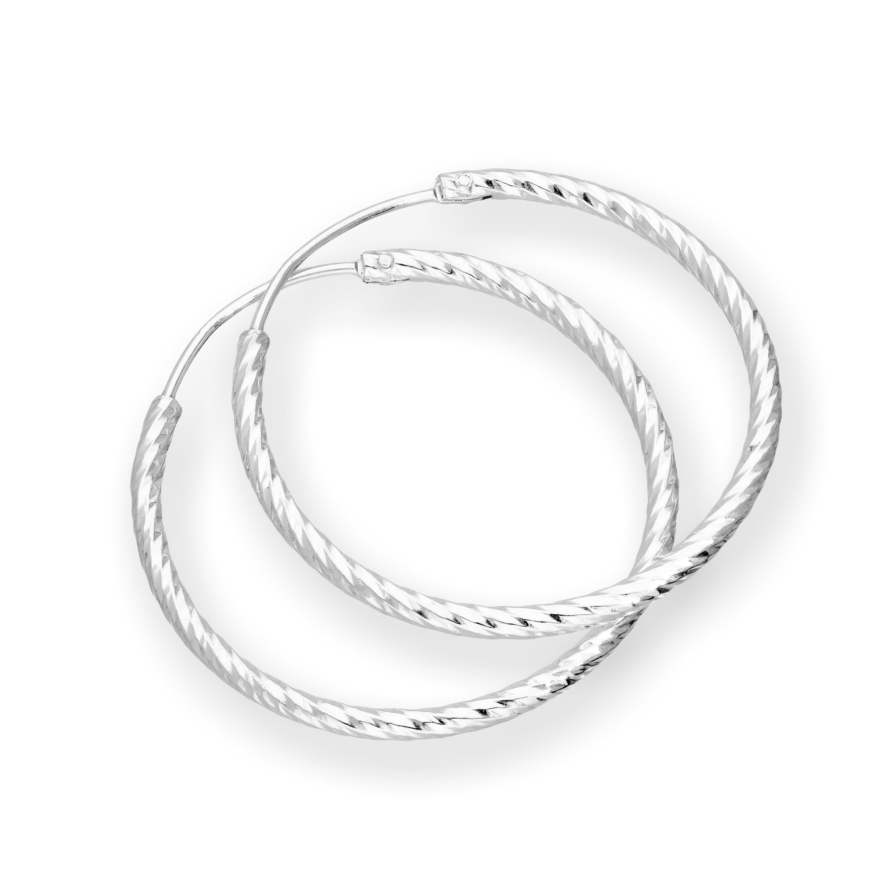 Sterling Silver Diamond Cut Hoop Earrings 15mm 18mm 24mm 28mm