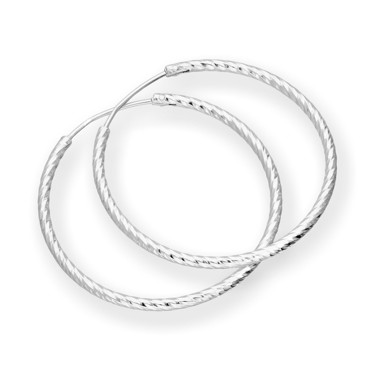 Sterling Silver Diamond Cut Hoop Earrings 15mm 18mm 24mm 28mm