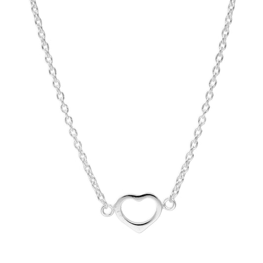 Sterling Silver Open Heart Necklace on 18 Inch Chain