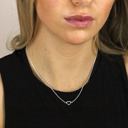 Sterling Silver Open Heart Necklace on 18 Inch Chain