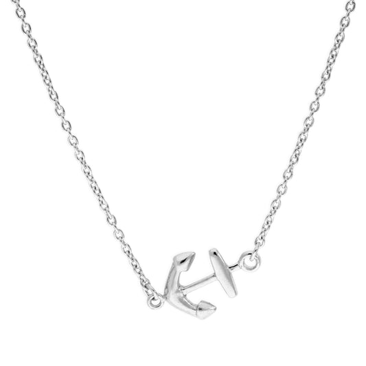 Sterling Silver Ship Anchor Necklace on 18 Inch Chain