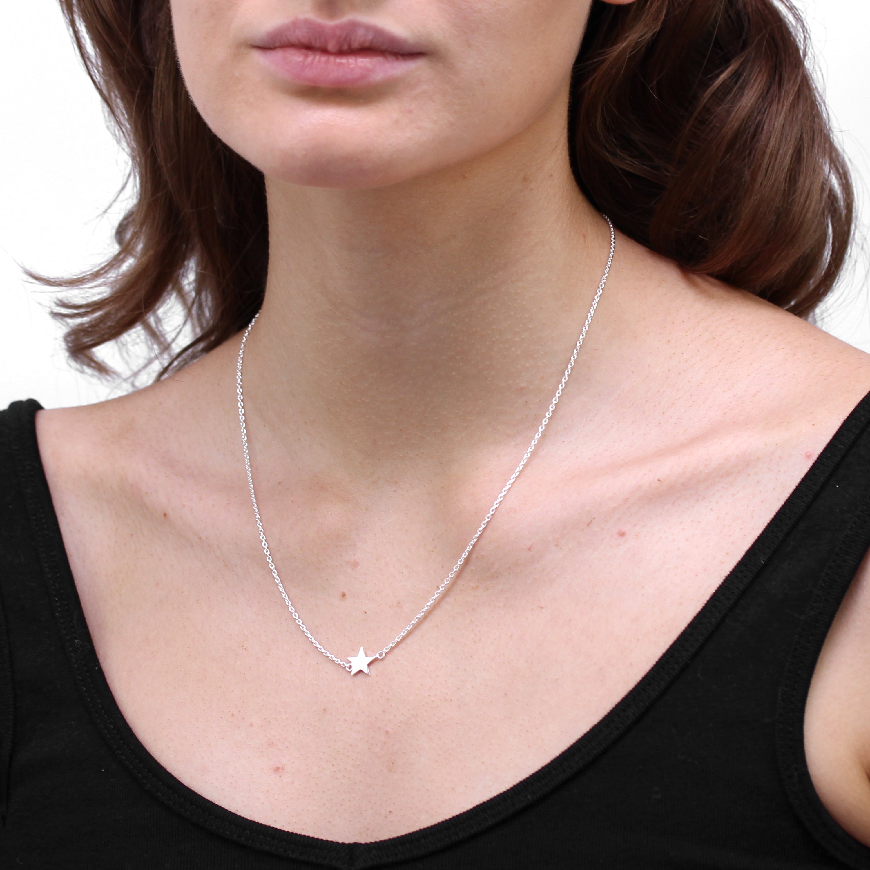 Sterling Silver Star Necklace on 18 Inch Chain