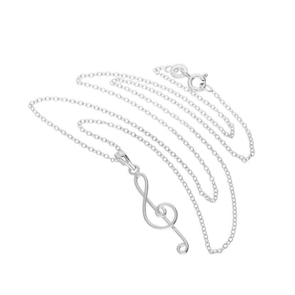 Sterling Silver Treble Clef Pendant on 18 Inch Chain