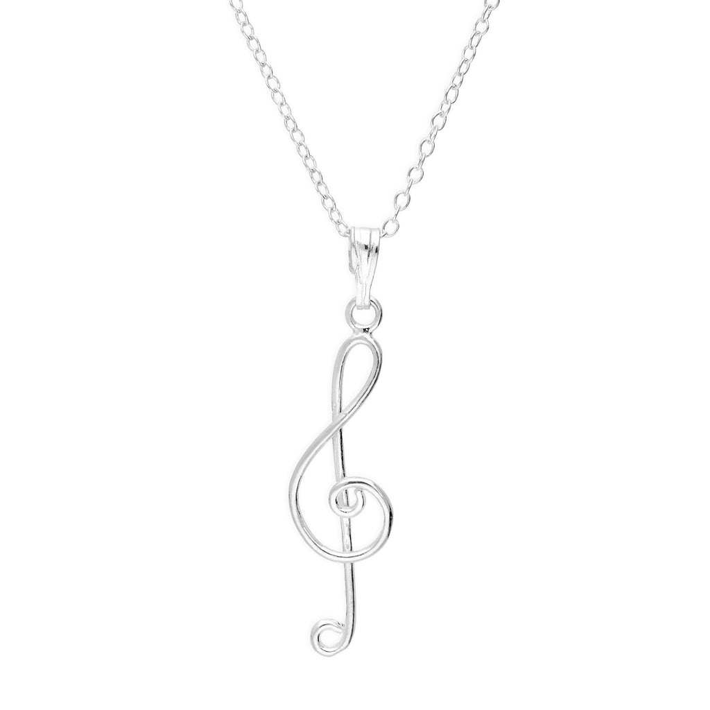 Sterling Silver Treble Clef Pendant on 18 Inch Chain