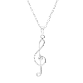 Sterling Silver Treble Clef Pendant on 18 Inch Chain