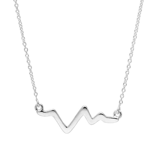 Sterling Silver Heartbeat Necklace on 18 Inch Chain
