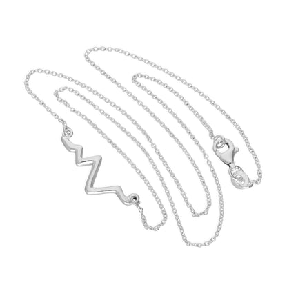 Sterling Silver Heartbeat Necklace on 18 Inch Chain