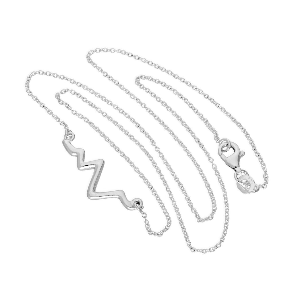 Sterling Silver Heartbeat Necklace on 18 Inch Chain