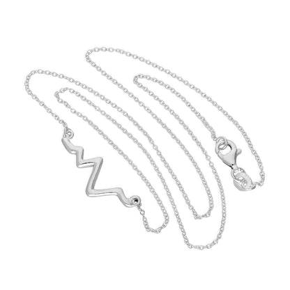 Sterling Silver Heartbeat Necklace on 18 Inch Chain