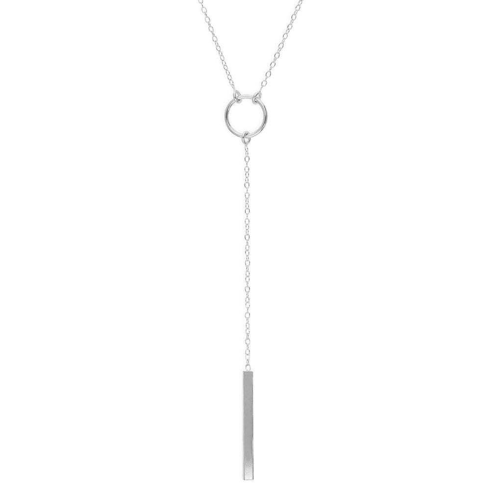 Sterling Silver Circle & Bar Necklace on 18 Inch Chain