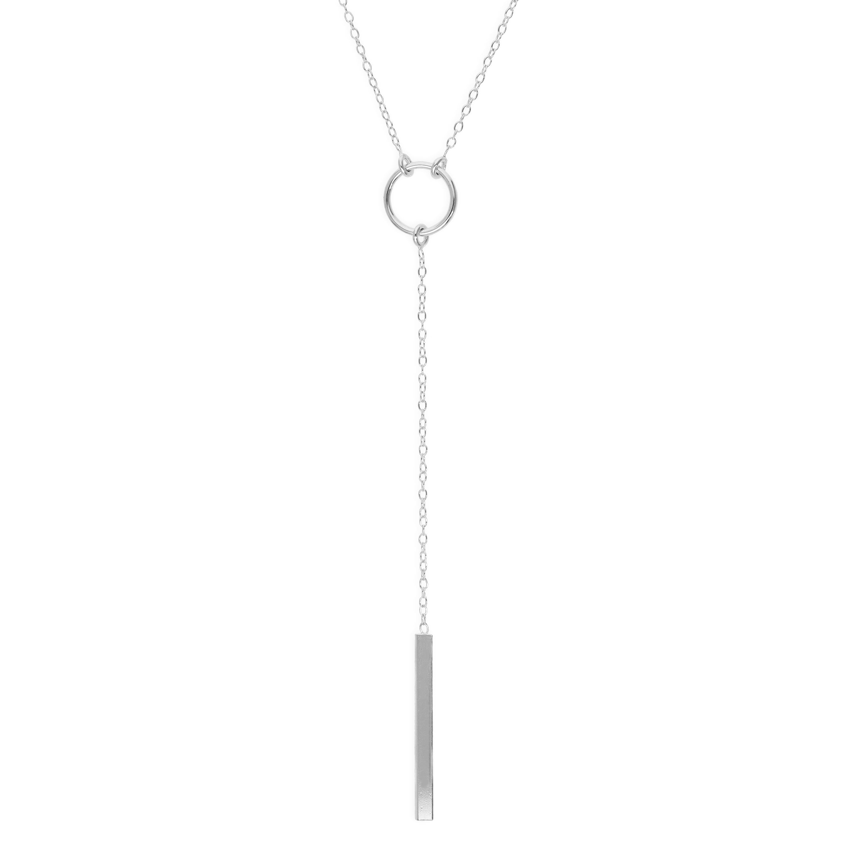 Sterling Silver Circle & Bar Necklace on 18 Inch Chain