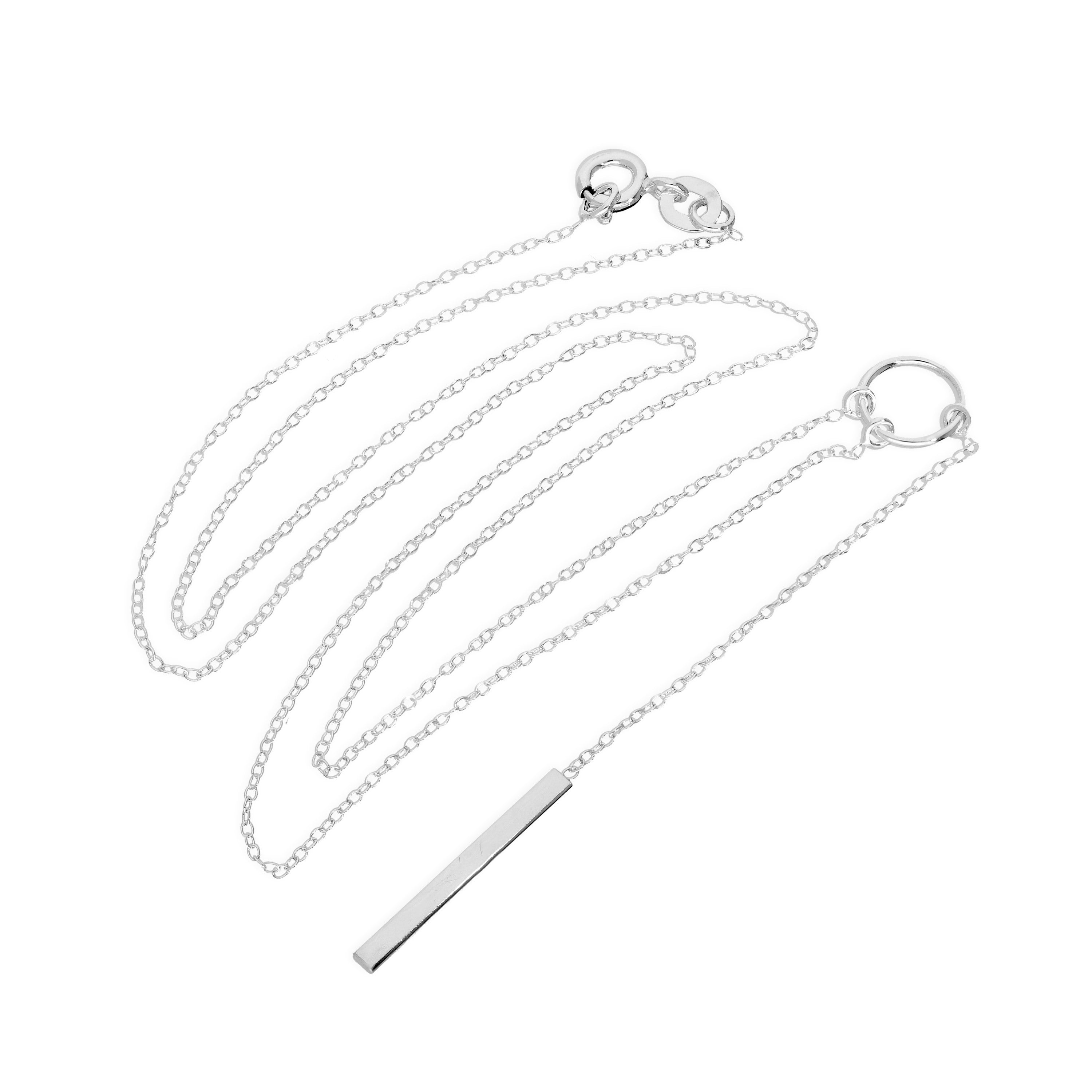 Sterling Silver Circle & Bar Necklace on 18 Inch Chain