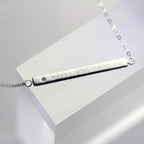 Sterling Silver Clear CZ Engravable Bar Necklace 18 Inch Chain