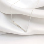 Sterling Silver Clear CZ Engravable Bar Necklace 18 Inch Chain