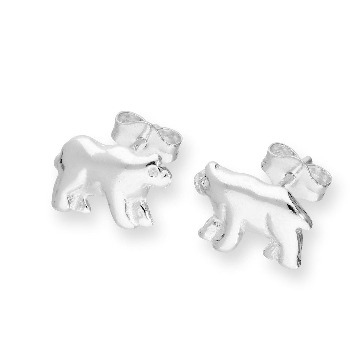 Sterling Silver Polar Bear Stud Earrings