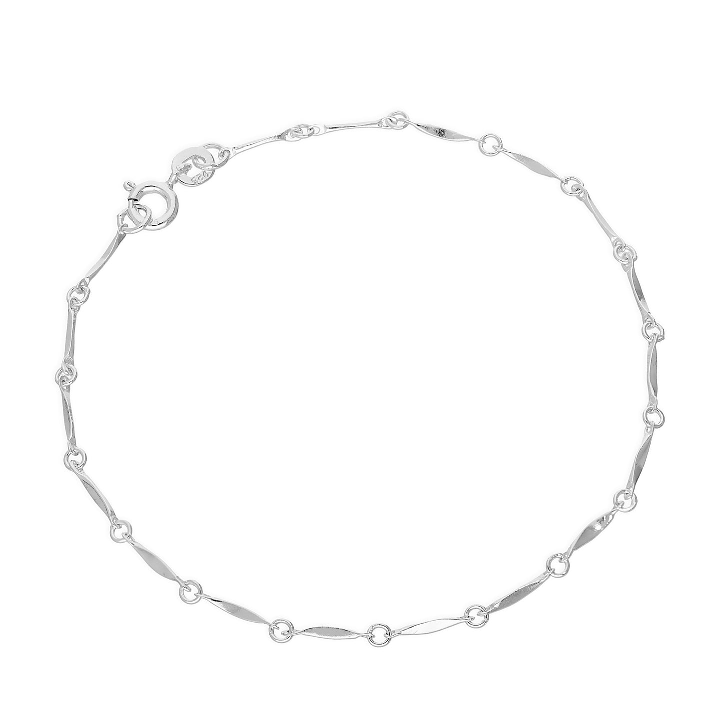 Sterling Silver 7.5 Inch Twisted Bar Bracelet