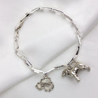 Sterling Silver Rectangular Links Geometric 7.5 Inch Bracelet