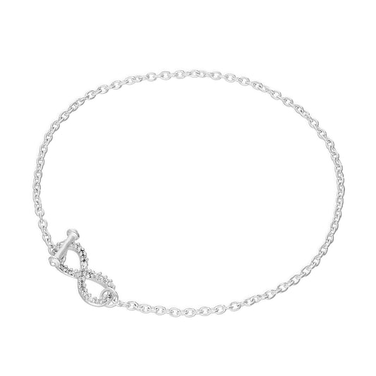Sterling Silver 7.5 Inch Infinity Symbol T Bar Bracelet