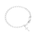 Sterling Silver 6 Inch Bracelet w Cross Charm
