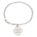 Sterling Silver 7 inch Bracelet Engravable Padlock Heart
