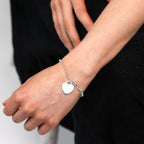 Sterling Silver 7 inch Bracelet Engravable Padlock Heart