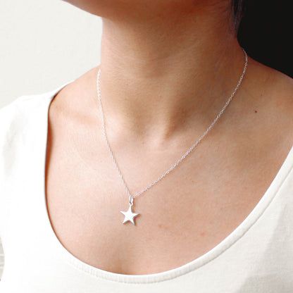 Sterling Silver Star Pendant Necklace 16 - 22 Inches
