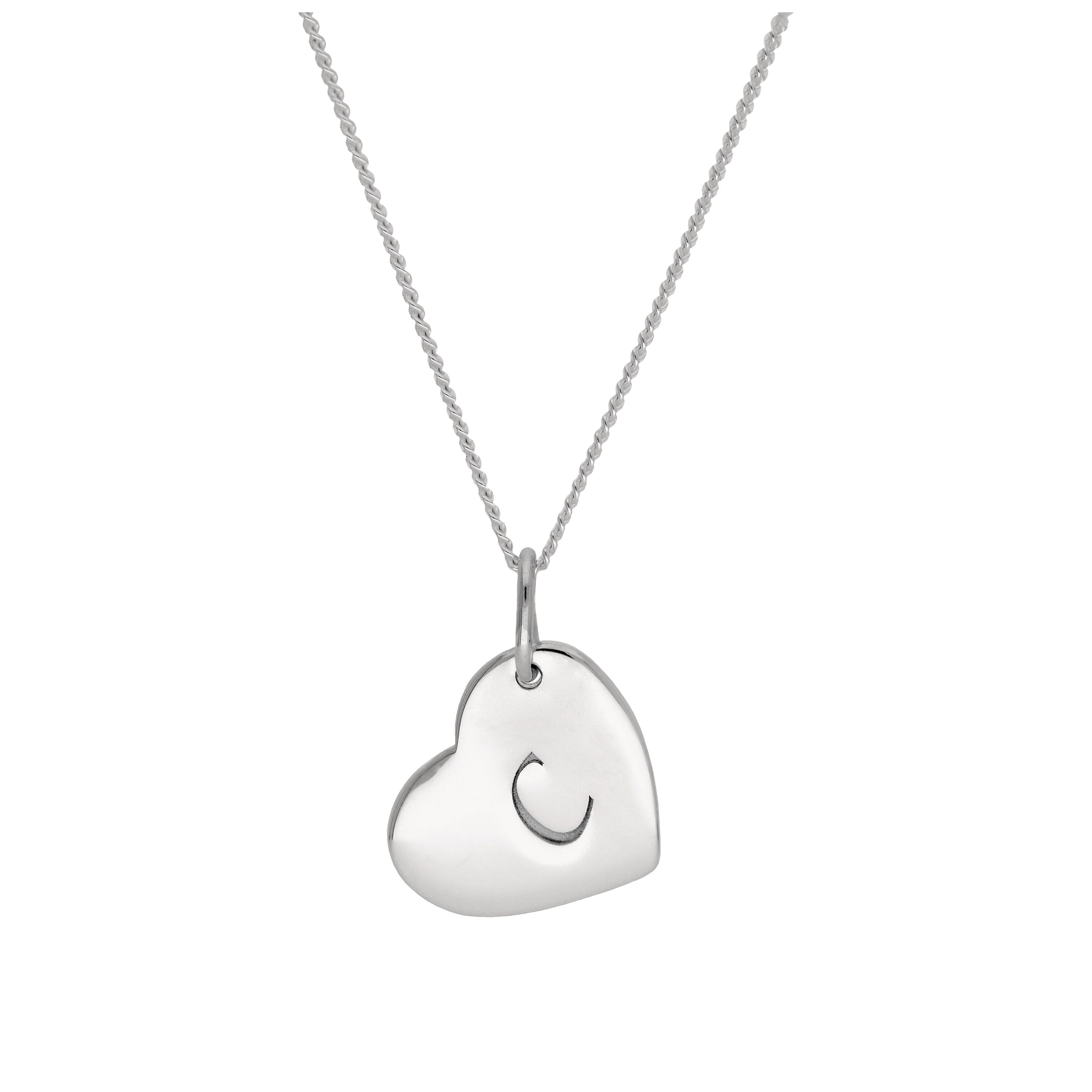 Sterling Silver Engravable Heart Pendant Necklace 14 - 32 Inches