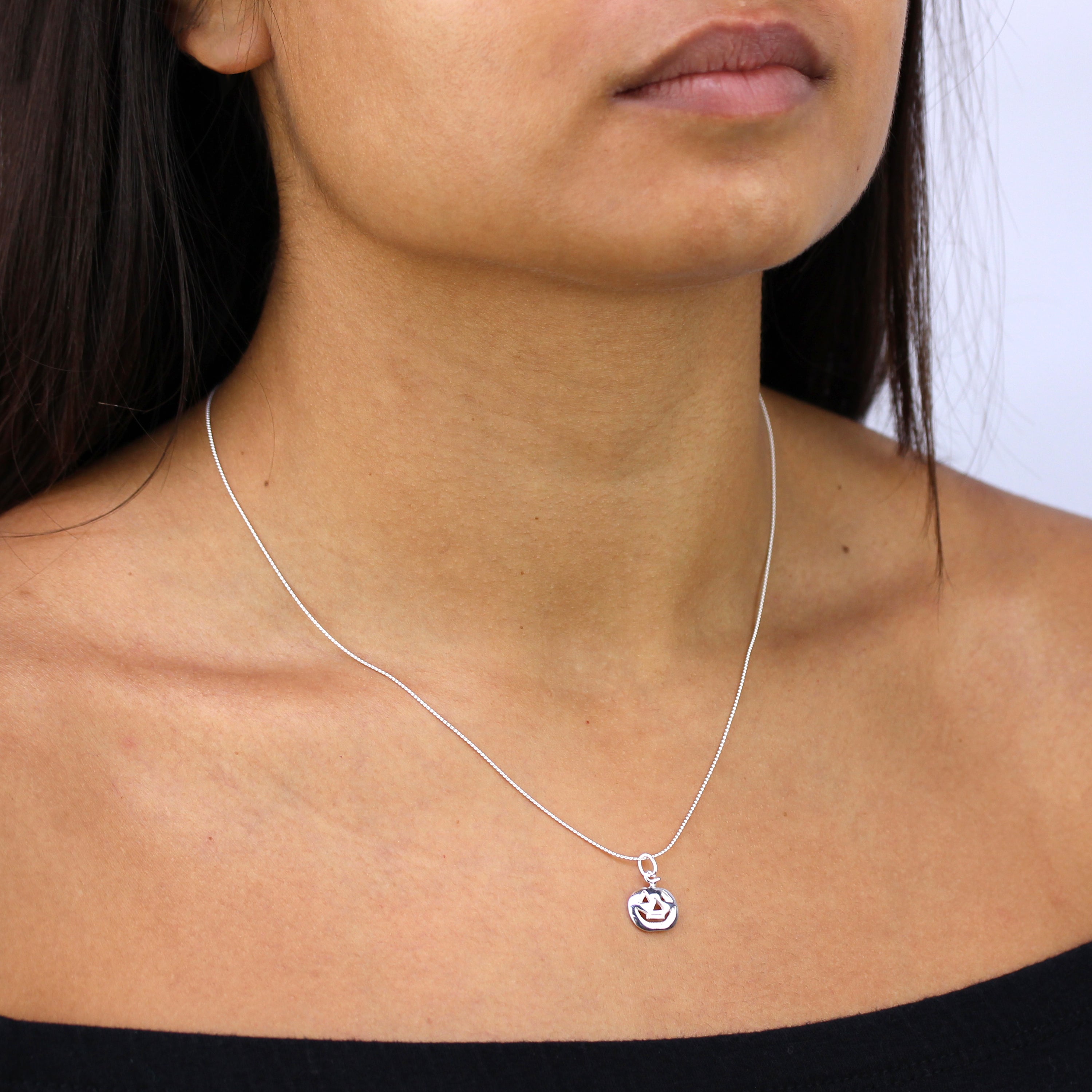 Sterling Silver Pumpkin Pendant Necklace 14 - 28 Inches