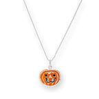Sterling Silver & Enamel Pumpkin Pendant Necklace 14 - 28 Inches
