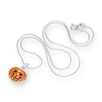 Sterling Silver & Enamel Pumpkin Pendant Necklace 14 - 28 Inches