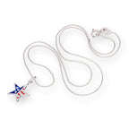Sterling Silver & Enamel American Flag Star Pendant Necklace 14 - 28 Inches